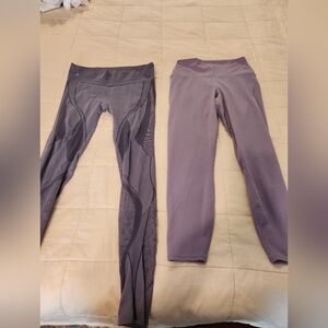 NUX & TSLA. Grey & Purple Leggings Set Bundle. Sz Med. EUC Stretch Athletic Yoga